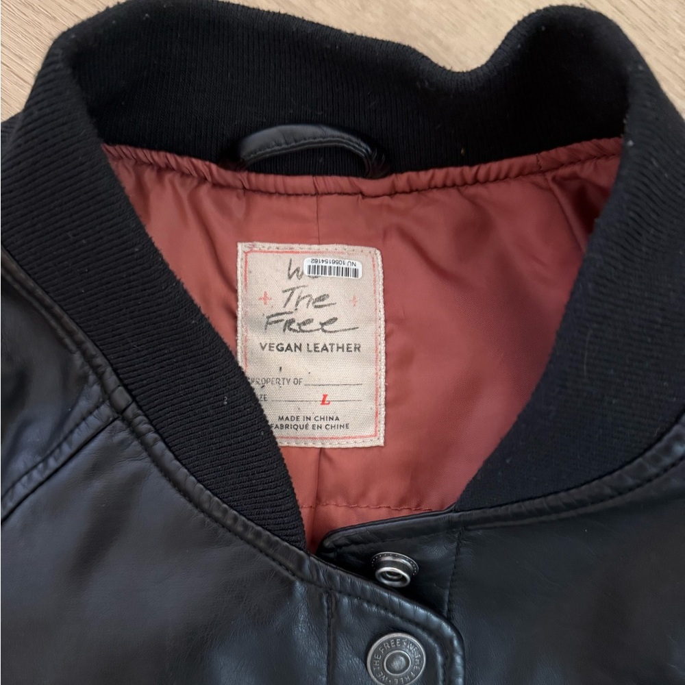 Free People Wild Rose Vegan Leather Bomber Jacket - Picture 7 of 9